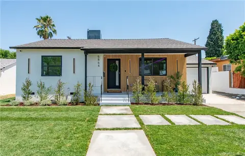 Remodeled single-story home with wood slat porch, 5864 Jamieson Ave, Encino